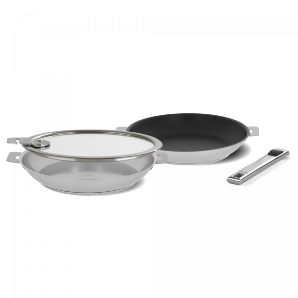 Cristel “L” Line with Removable Handles: 8.7-inch Brushed Stainless Steel  Fry Pan