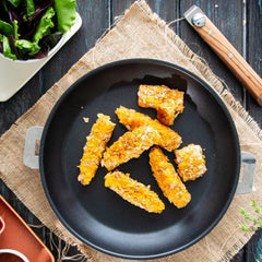 Salmon nuggets with corn flakes