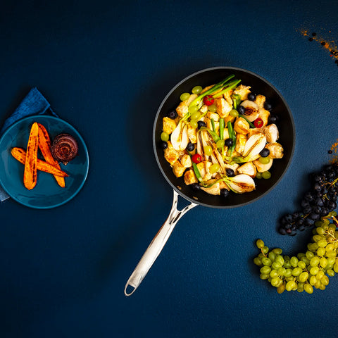 Indian chicken and sautéed grapes