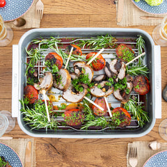 Rolled lamb shoulder, stuffed with prunes and almonds