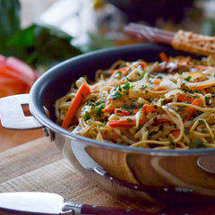 Chicken noodle and mung bean stir fry