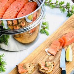 Homemade smoked salmon with peppercorns