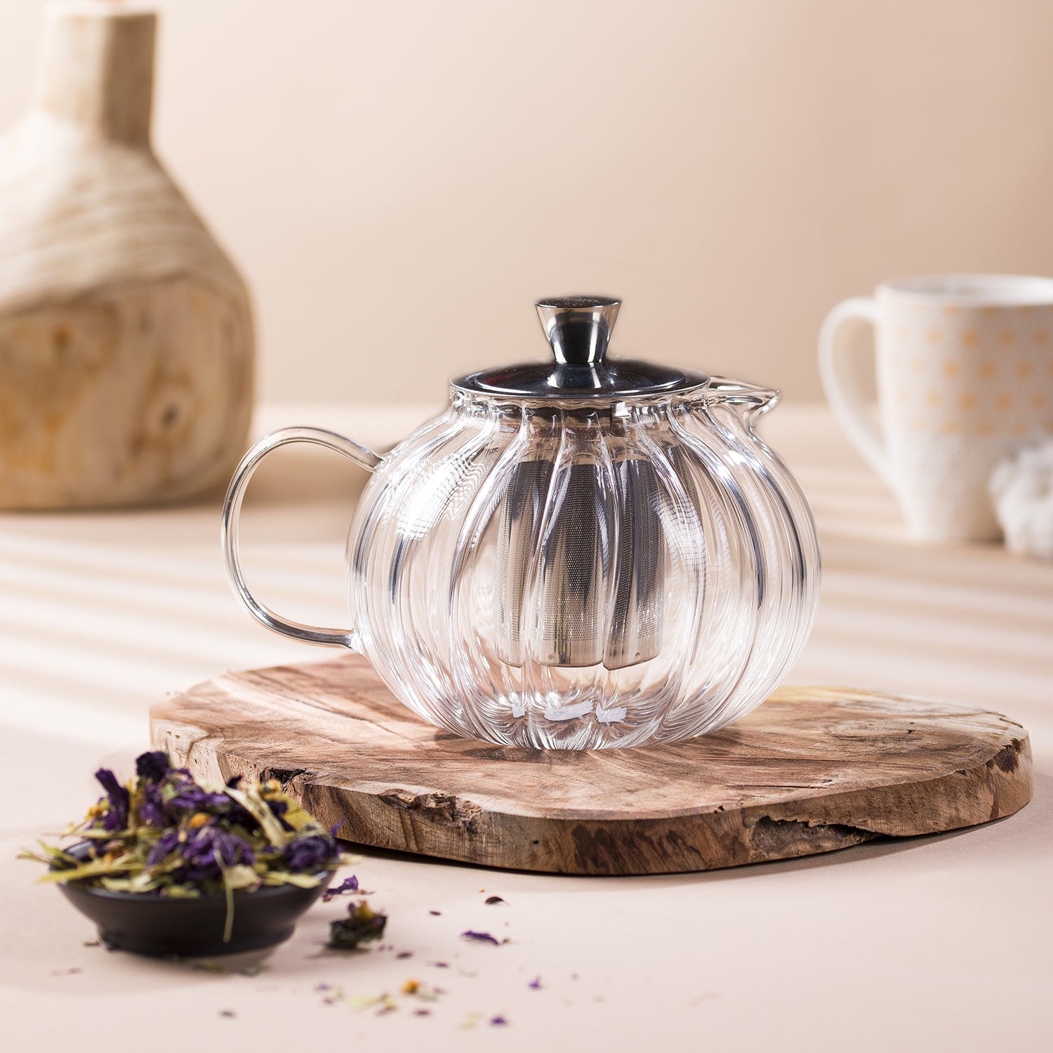 Clear Glass Teapot with Infuser (Stainless Steel) 800 ml / 27 oz