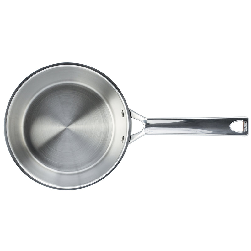 Set of 3 stainless steel saucepans with glass lids