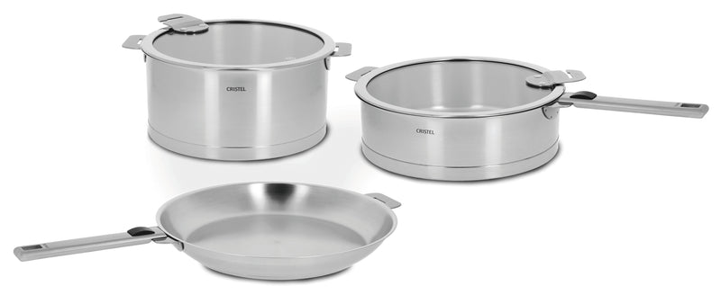Cristel STQ6PPMAW Mutine Removable Handle 6 PC White Cookware Set, One Size