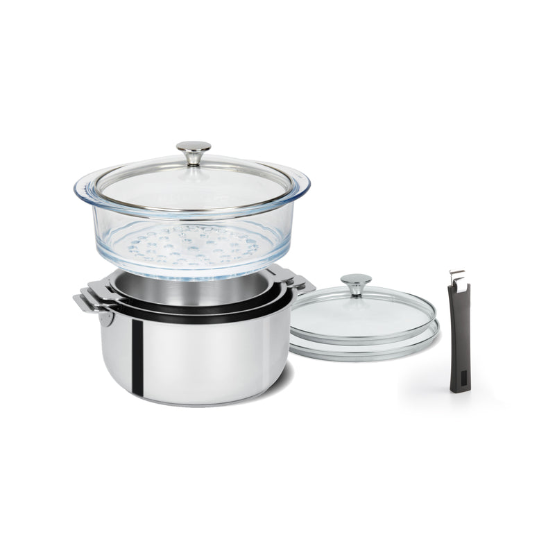 Cristel Tulipe 2 qt. Stainless Steel Sauce Pan with Glass Lid
