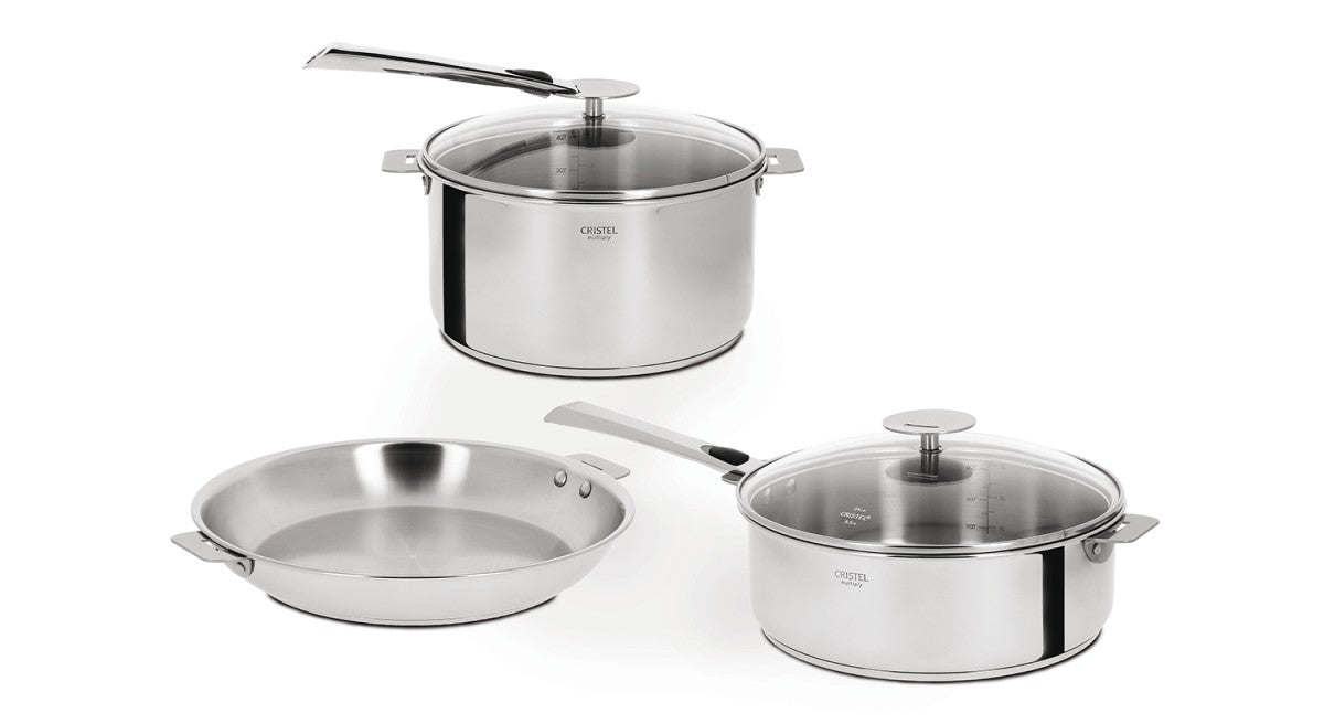 Cristel Strate Removable Handle - 7-Pc Stainless Steel Cookware Set –  Chef's Arsenal