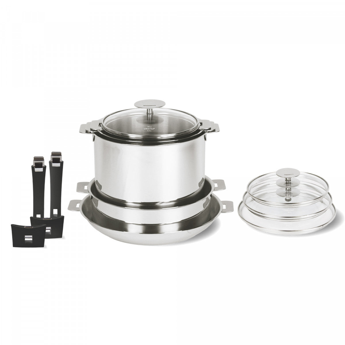 Cristel Strate 18/10 Stainless Steel 13 Piece Cookware Set with Removable  Handles