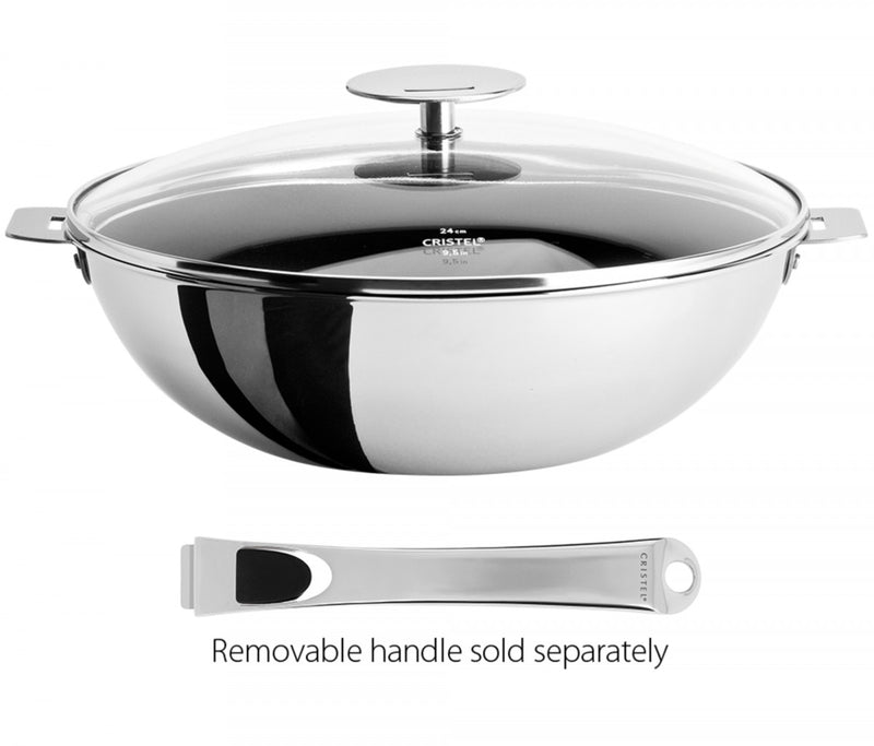 Stainless pancake pan - Exceliss non-stick coating - Removable Mutine -  Mutine removable handle, Crepepan - Cristel